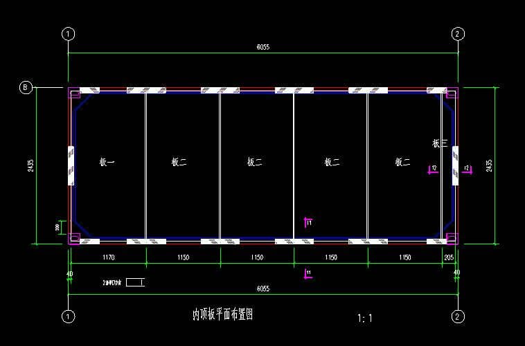 箱房?jī)?nèi)頂板平面布置設(shè)計(jì)圖